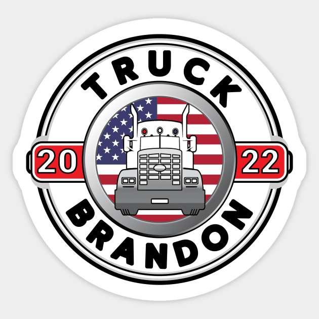 FREEDOM CONVOY USA  TRUCK BRANDON - TRUCKERS FOR FREEDOM - USA FREEDOM CONVOY 2022 WHITE ROUND BLACK LETTERS Sticker by KathyNoNoise